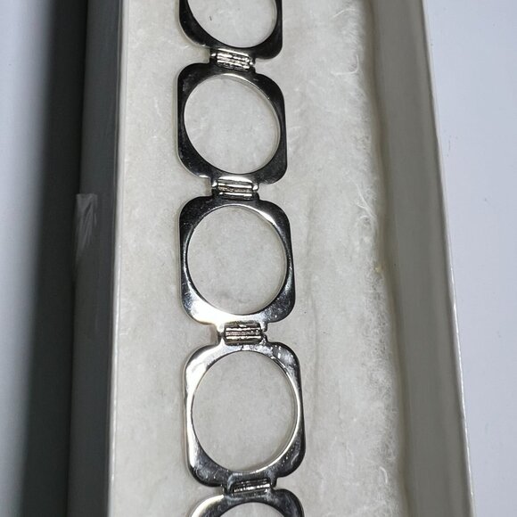 Vintage Italian Sterling Silver Open Link Bracelet w/ Carnelian Clasp – ST. SILV - Picture 5 of 12